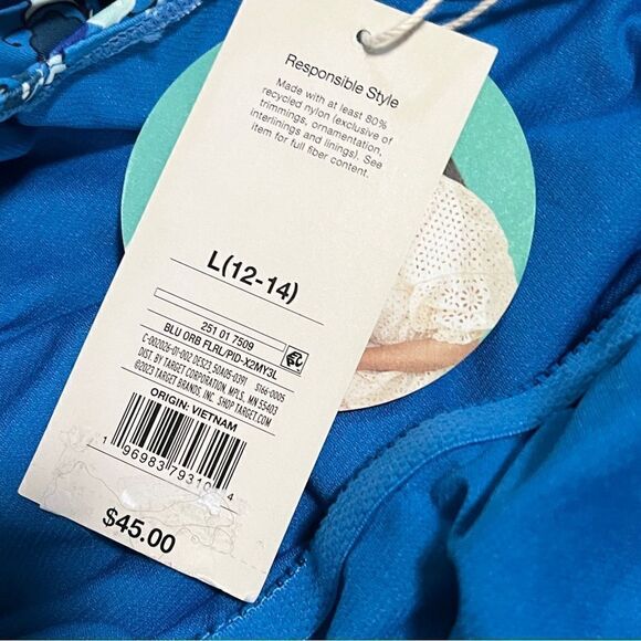 NWT New RHODE Zinnia Floral Print
One Piece Swimsuit Blue Size
Large 12-14 - Picture 11 of 12